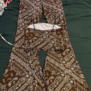 Brown bandana 2 piece set bell-bottoms